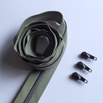 Reissverschluss & Zipper im Set (Gunmetal/Army)